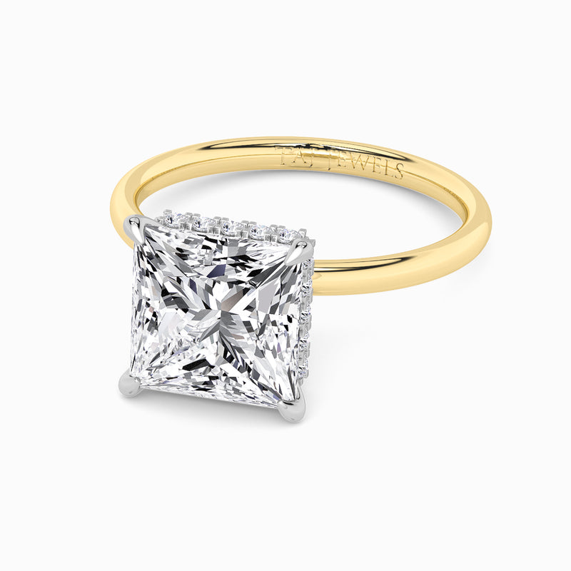 Princess Cut Solitaire Plain Band Lab Diamond Engagement Ring (Floating Head) (1ct+)