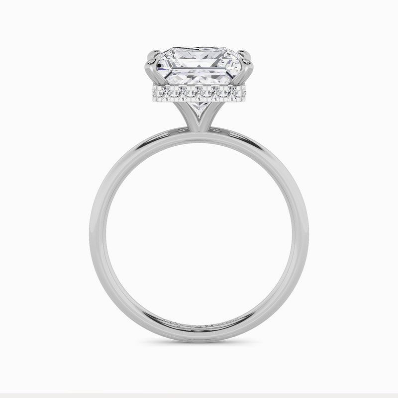 Princess Cut Solitaire Plain Band Lab Diamond Engagement Ring (Floating Head) (1ct+)