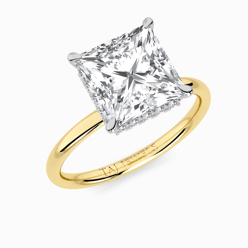 Princess Cut Solitaire Plain Band Lab Diamond Engagement Ring (Floating Head) (1ct+)