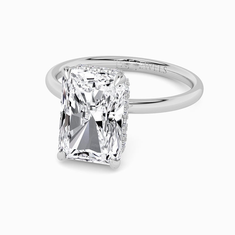 Radiant Cut Solitaire Plain Band Lab Diamond Engagement Ring (Floating Head) (1ct+)