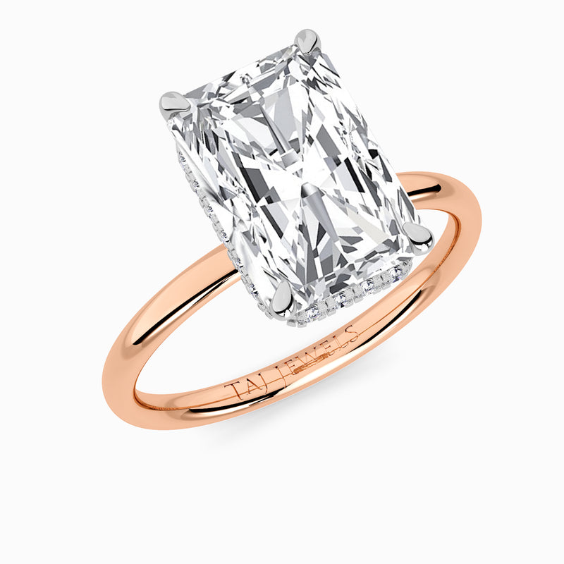 Radiant Cut Solitaire Plain Band Lab Diamond Engagement Ring (Floating Head) (1ct+)