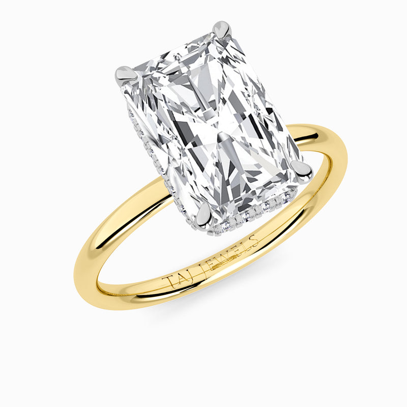 Radiant Cut Solitaire Plain Band Lab Diamond Engagement Ring (Floating Head) (1ct+)