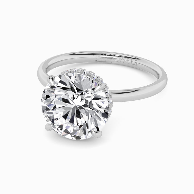 Round Brilliant Cut Solitaire Plain Band Lab Diamond Engagement Ring (Floating Head) (1ct+)