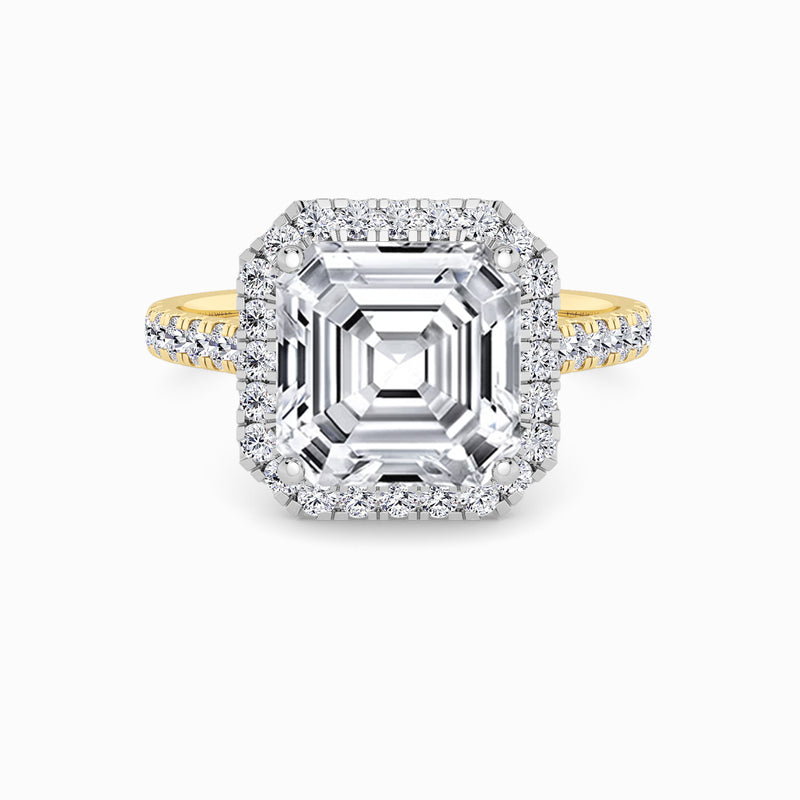 Asscher Cut Lab Diamond Halo Engagement Ring (Cathedral) (0.50ct+)