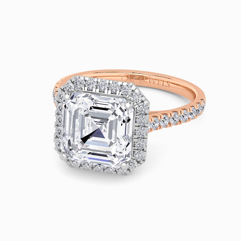 Asscher Cut Lab Diamond Halo Engagement Ring (Cathedral) (0.50ct+)