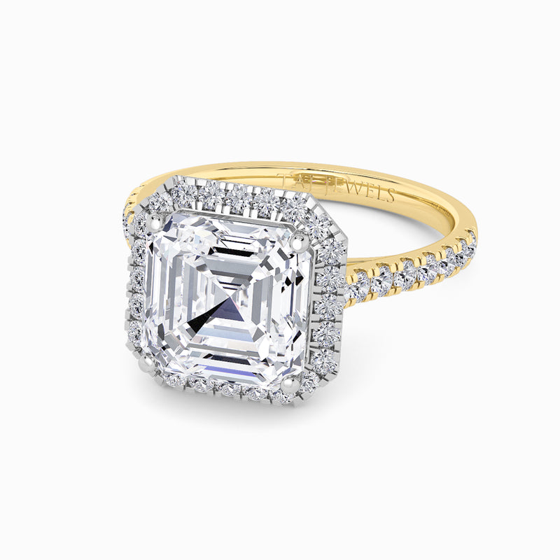 Asscher Cut Lab Diamond Halo Engagement Ring (Cathedral) (0.50ct+)