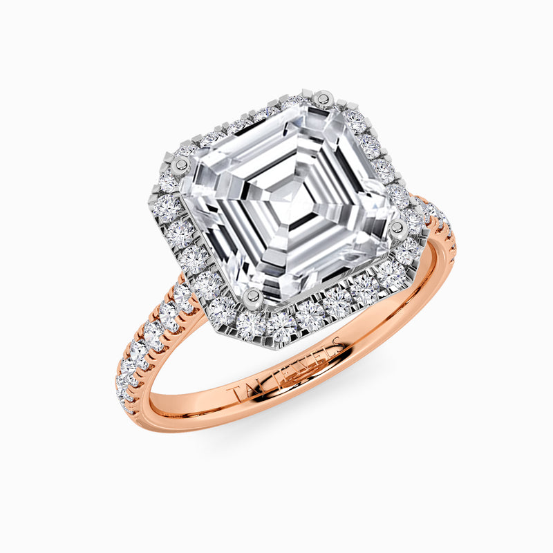 Asscher Cut Lab Diamond Halo Engagement Ring (Cathedral) (0.50ct+)