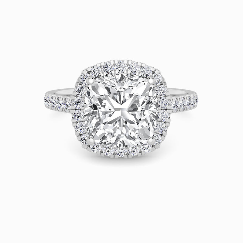 Cushion Cut Lab Diamond Halo Engagement Ring (Cathedral) (0.50ct+)