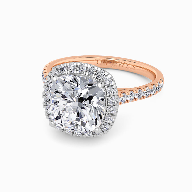 Cushion Cut Lab Diamond Halo Engagement Ring (Cathedral) (0.50ct+)