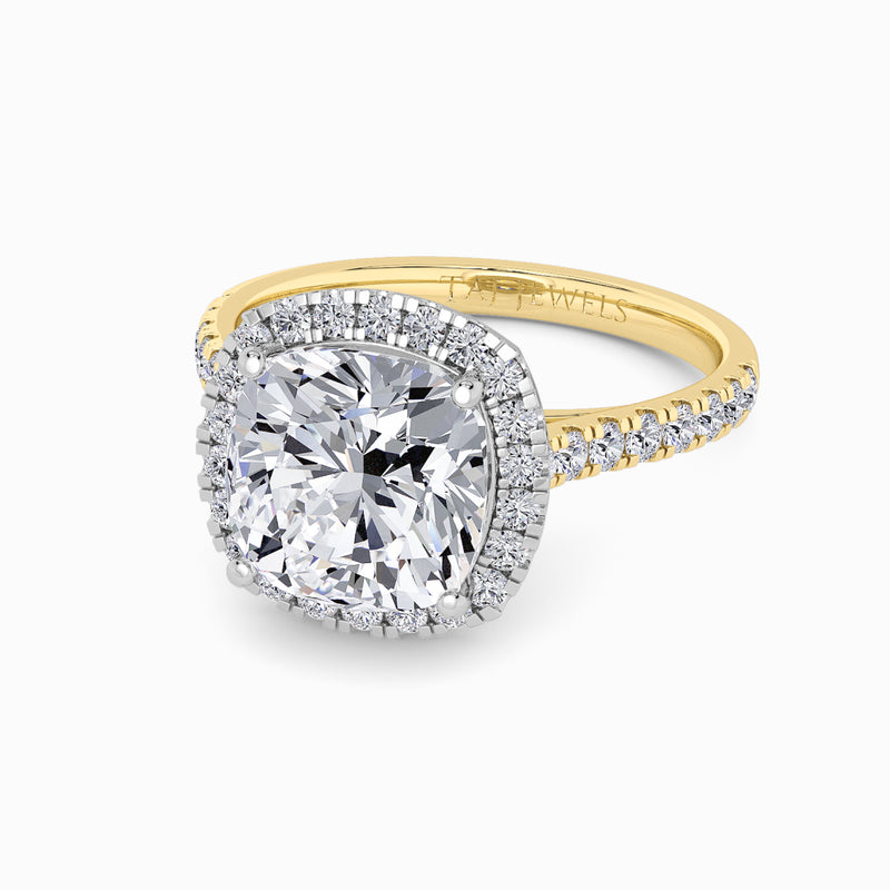 Cushion Cut Lab Diamond Halo Engagement Ring (Cathedral) (0.50ct+)