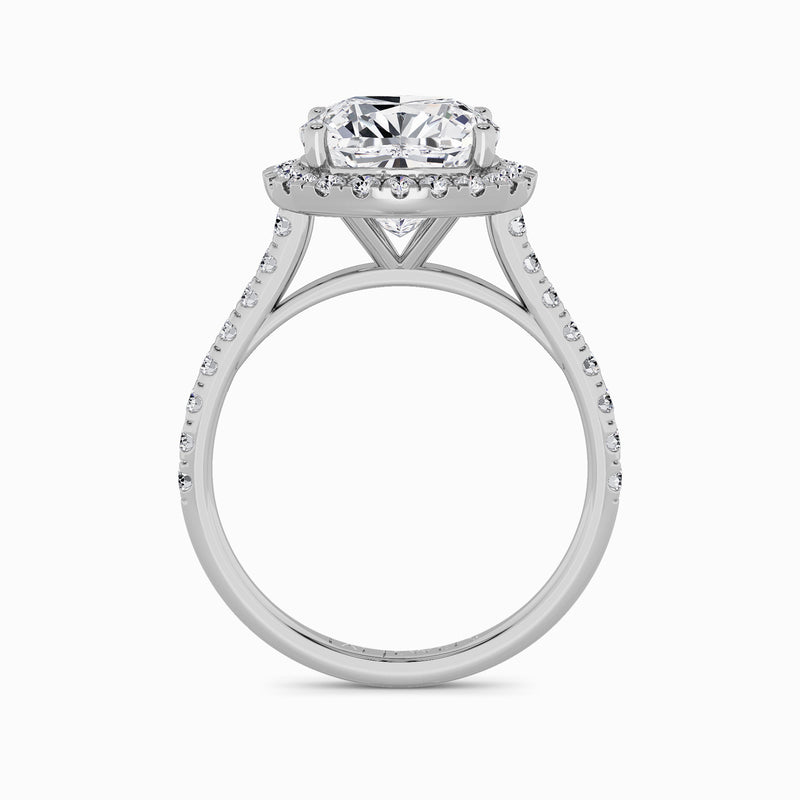 Cushion Cut Lab Diamond Halo Engagement Ring (Cathedral) (0.50ct+)