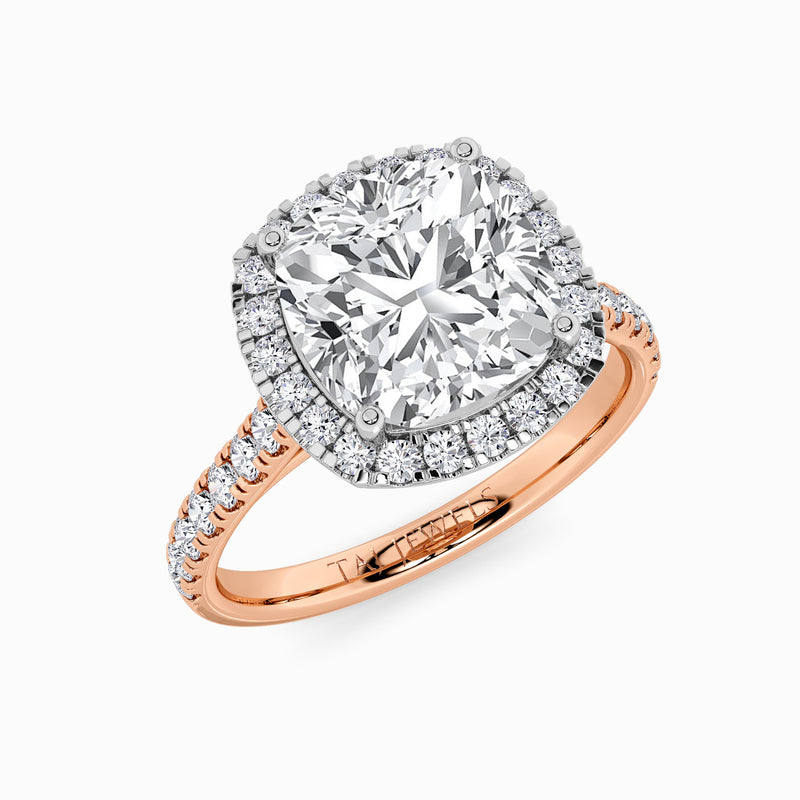 Cushion Cut Lab Diamond Halo Engagement Ring (Cathedral) (0.50ct+)