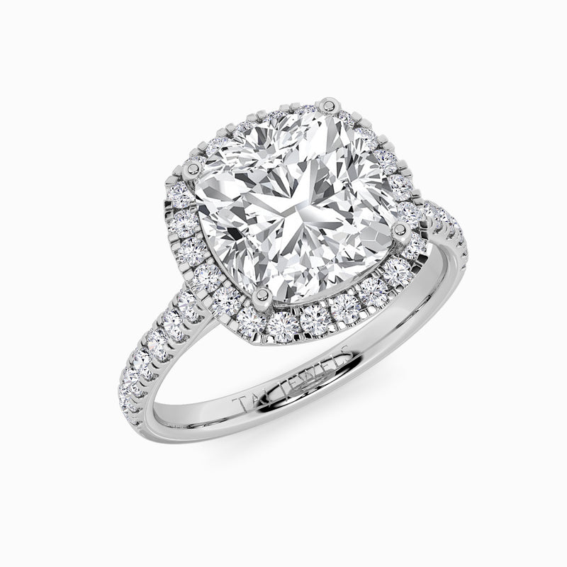 Cushion Cut Lab Diamond Halo Engagement Ring (Cathedral) (0.50ct+)