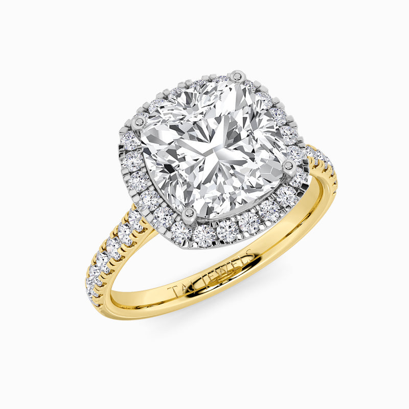 Cushion Cut Lab Diamond Halo Engagement Ring (Cathedral) (0.50ct+)