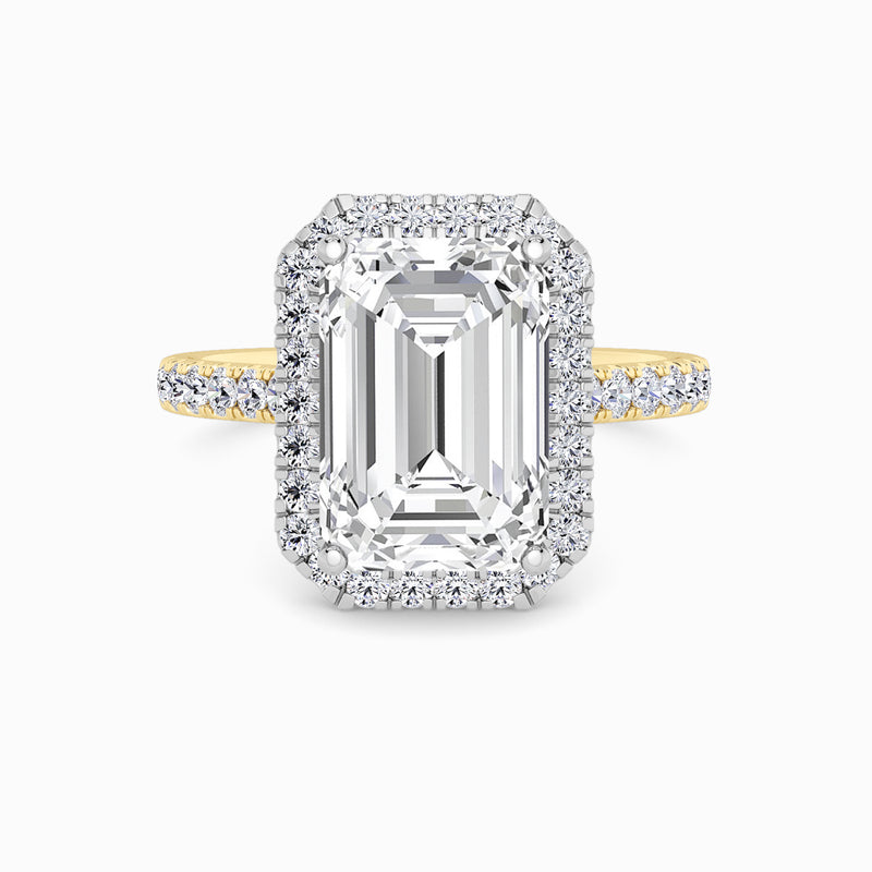 Emerald Cut Lab Diamond Halo Engagement Ring (Cathedral) (0.50ct+)