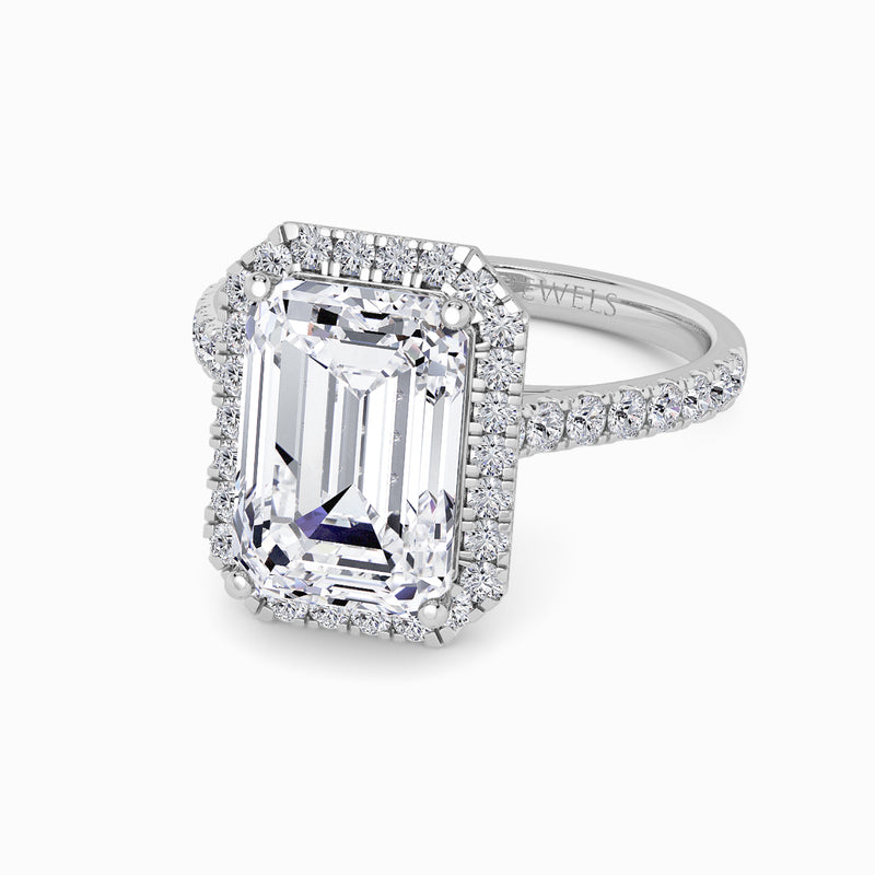 Emerald Cut Lab Diamond Halo Engagement Ring (Cathedral) (0.50ct+)