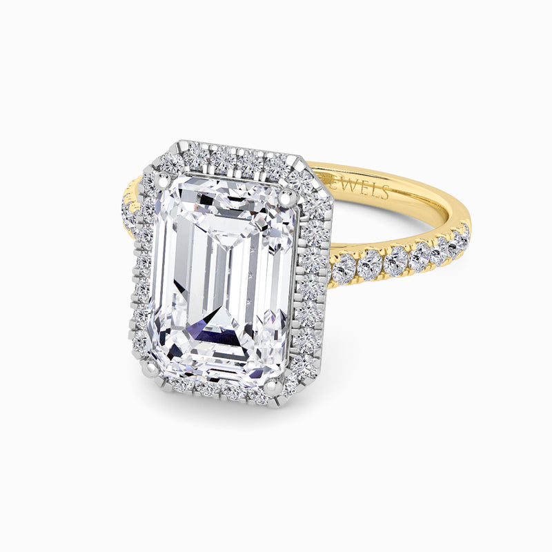 Emerald Cut Lab Diamond Halo Engagement Ring (Cathedral) (0.50ct+)