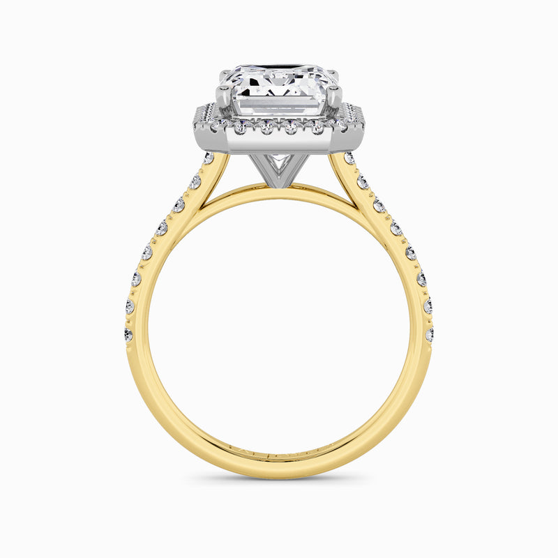 Emerald Cut Lab Diamond Halo Engagement Ring (Cathedral) (0.50ct+)