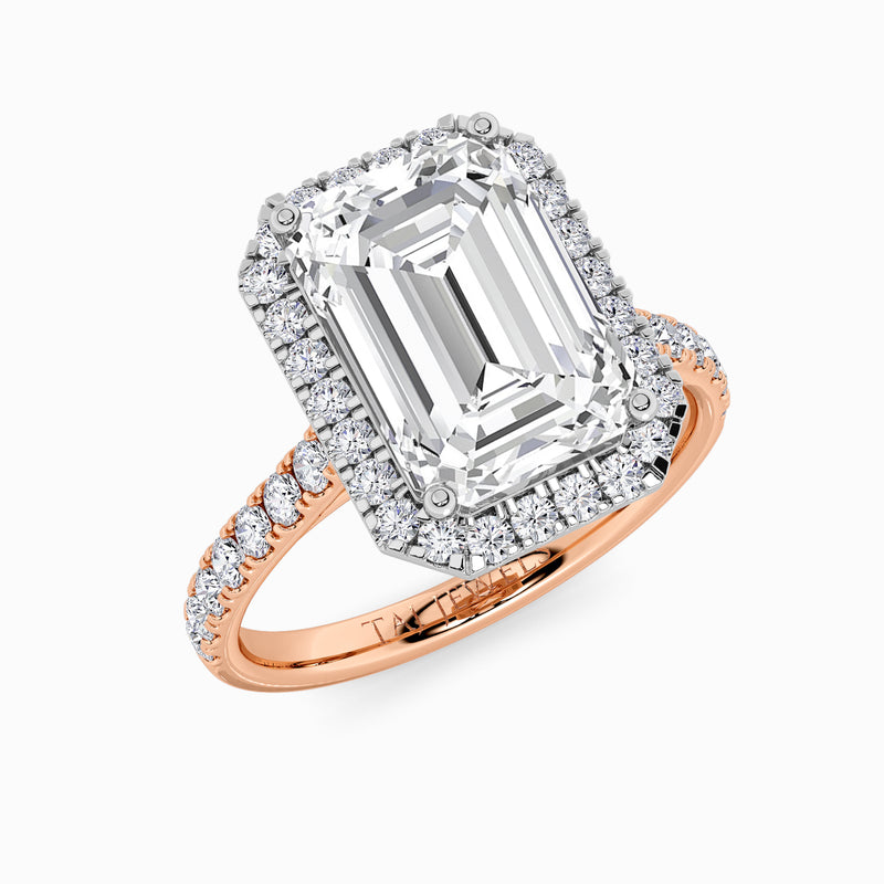 Emerald Cut Lab Diamond Halo Engagement Ring (Cathedral) (0.50ct+)