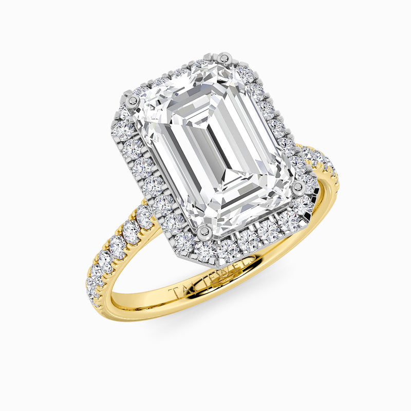 Emerald Cut Lab Diamond Halo Engagement Ring (Cathedral) (0.50ct+)