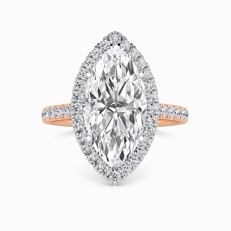 Marquise Brilliant Cut Lab Diamond Halo Engagement Ring (Cathedral) (0.50ct+)