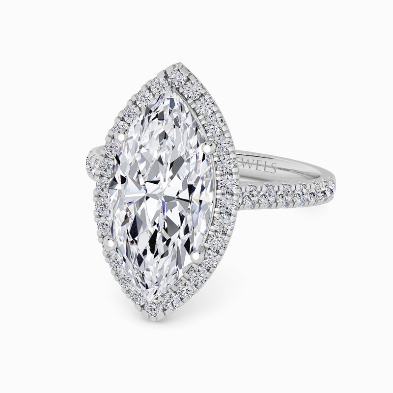 Marquise Brilliant Cut Lab Diamond Halo Engagement Ring (Cathedral) (0.50ct+)