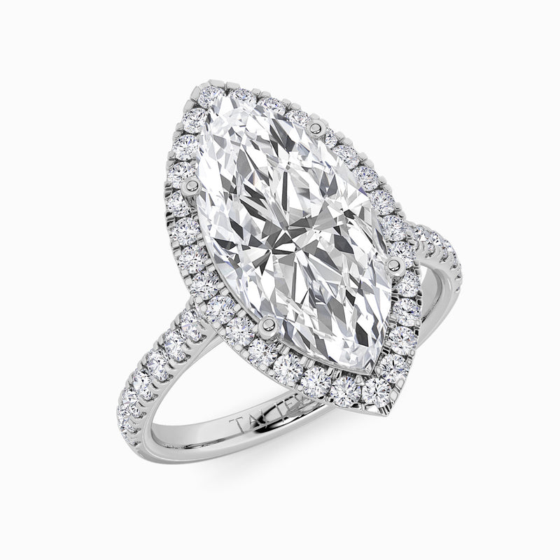 Marquise Brilliant Cut Lab Diamond Halo Engagement Ring (Cathedral) (0.50ct+)