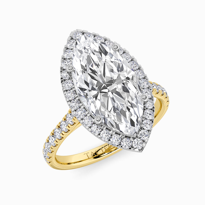 Marquise Brilliant Cut Lab Diamond Halo Engagement Ring (Cathedral) (0.50ct+)