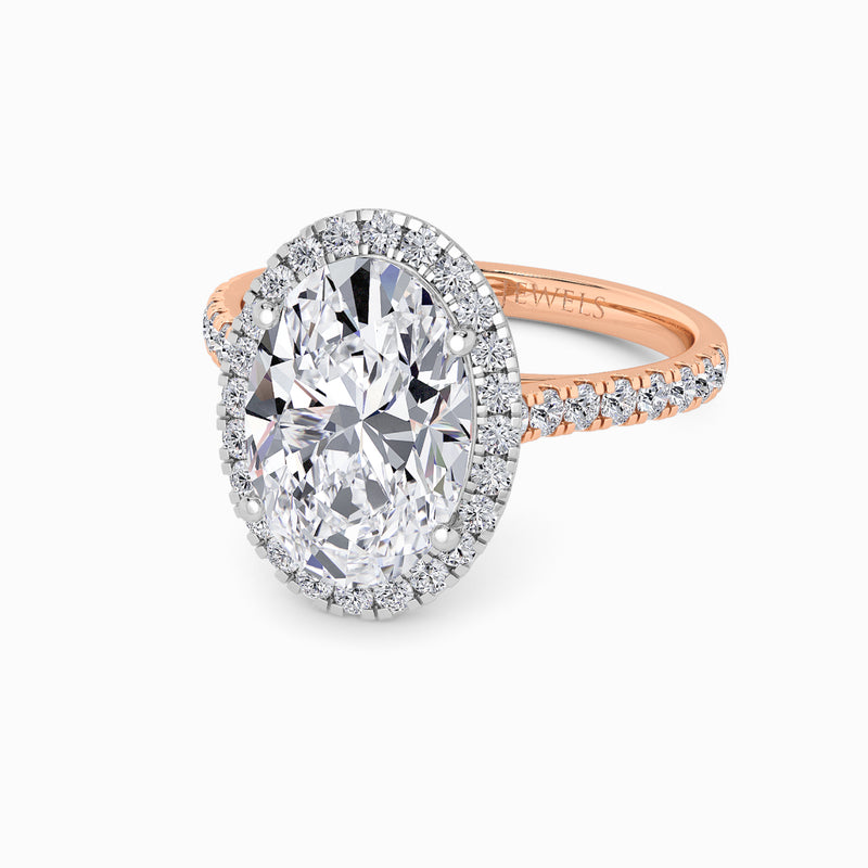 Oval Brilliant Cut Lab Diamond Halo Engagement Ring (Cathedral) (0.50ct+)