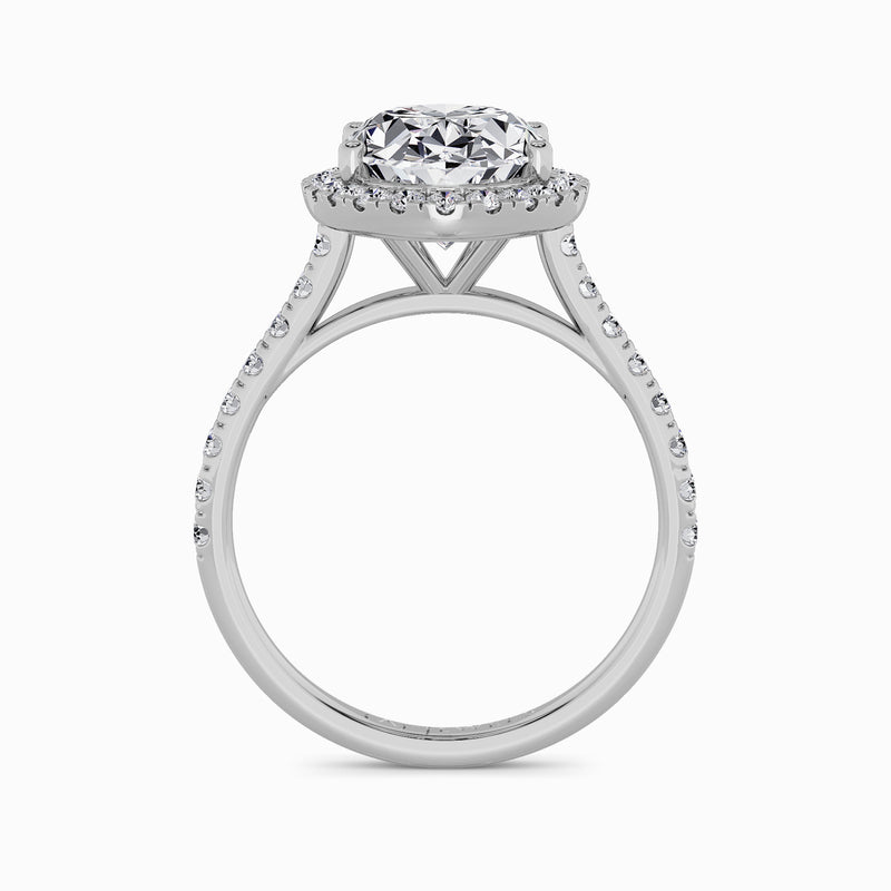 Oval Brilliant Cut Lab Diamond Halo Engagement Ring (Cathedral) (0.50ct+)