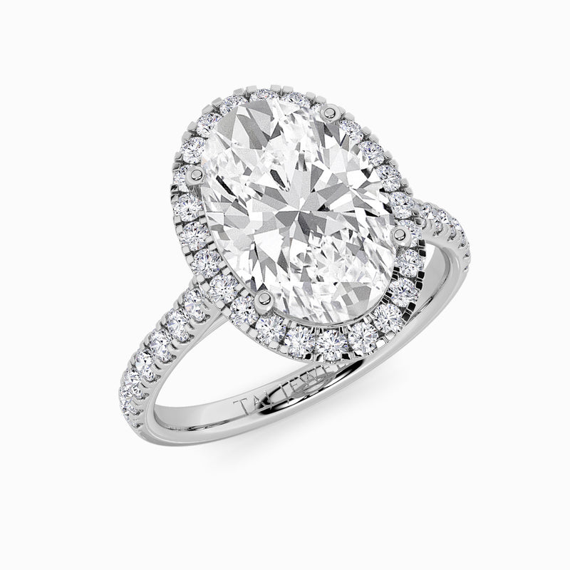 Oval Brilliant Cut Lab Diamond Halo Engagement Ring (Cathedral) (0.50ct+)