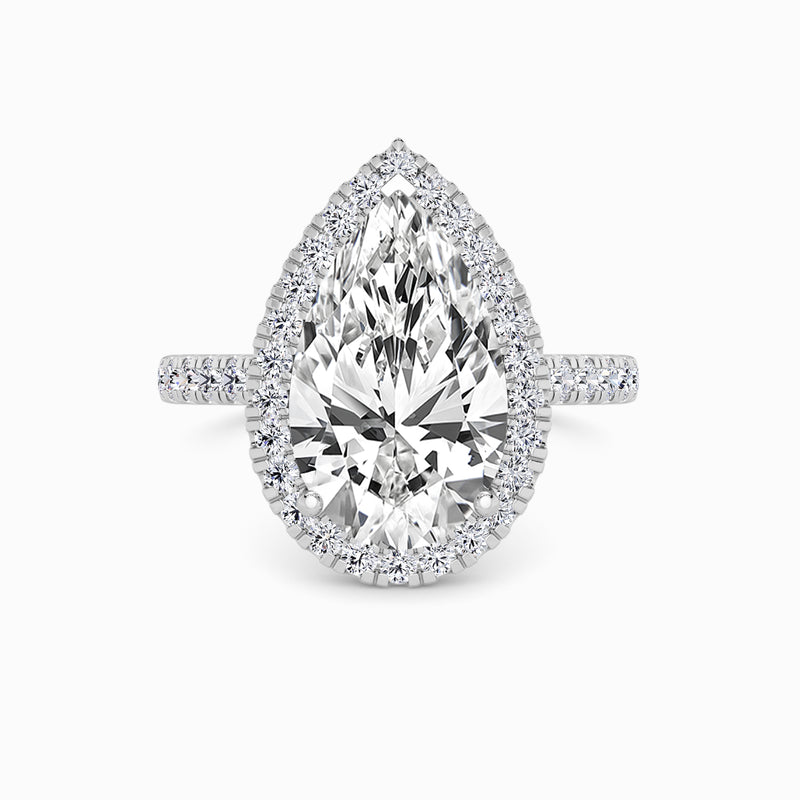 Pear Brilliant Cut Lab Diamond Halo Engagement Ring (Cathedral) (0.50ct+)