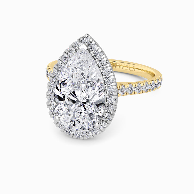 Pear Brilliant Cut Lab Diamond Halo Engagement Ring (Cathedral) (0.50ct+)