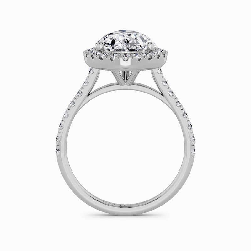 Pear Brilliant Cut Lab Diamond Halo Engagement Ring (Cathedral) (0.50ct+)