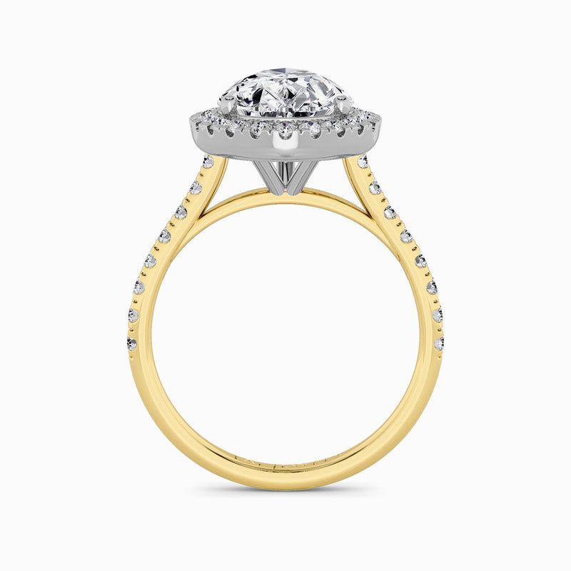 Pear Brilliant Cut Lab Diamond Halo Engagement Ring (Cathedral) (0.50ct+)