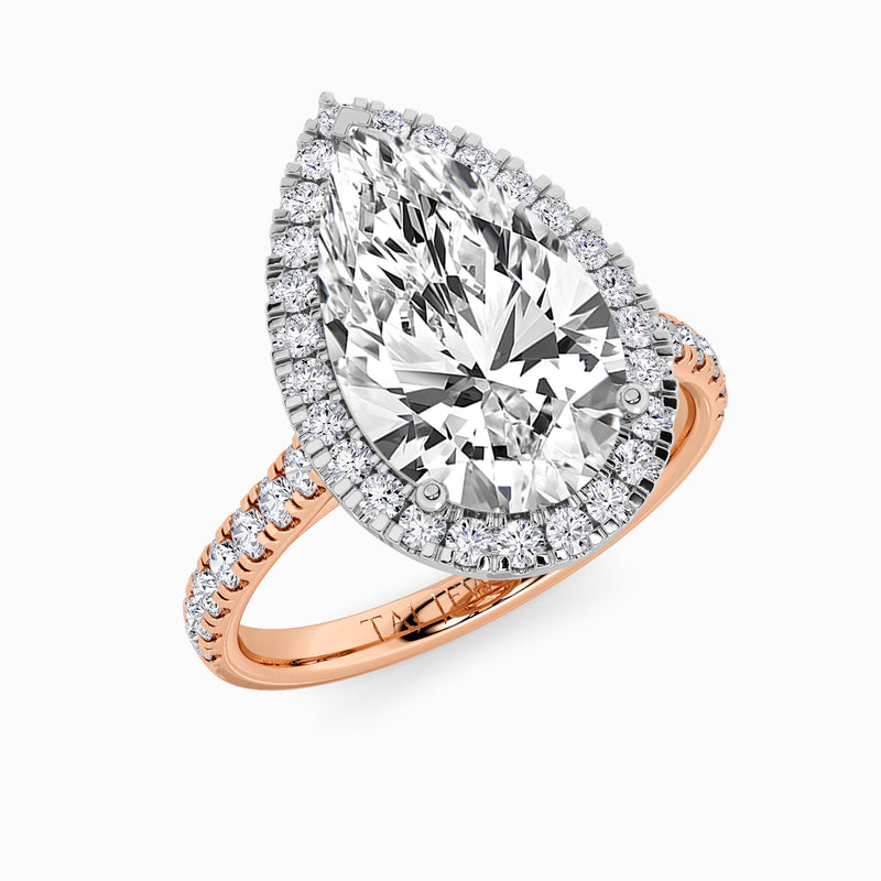 Pear Brilliant Cut Lab Diamond Halo Engagement Ring (Cathedral) (0.50ct+)