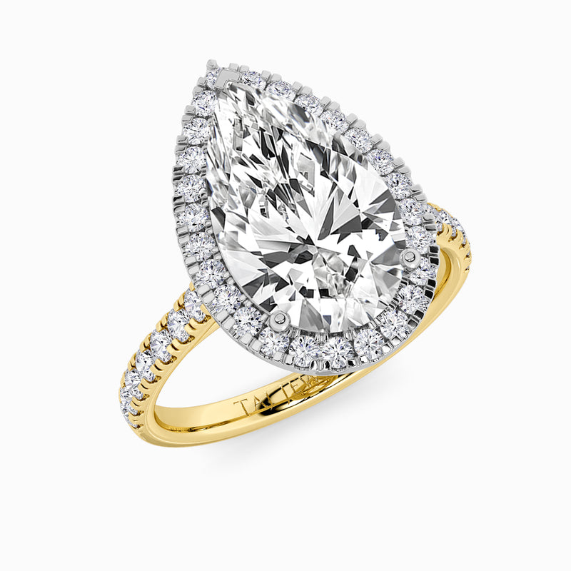 Pear Brilliant Cut Lab Diamond Halo Engagement Ring (Cathedral) (0.50ct+)