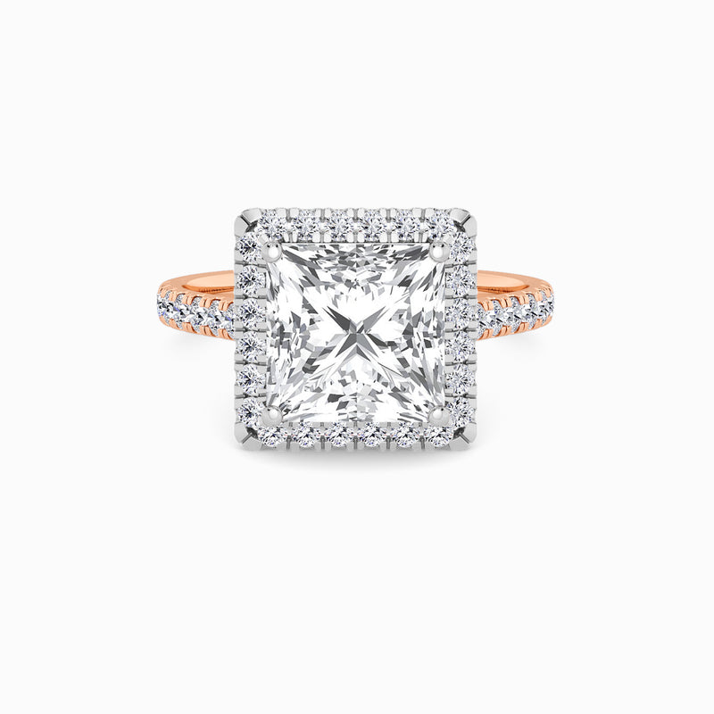 Princess Cut Lab Diamond Halo Engagement Ring (Cathedral) (0.50ct+)