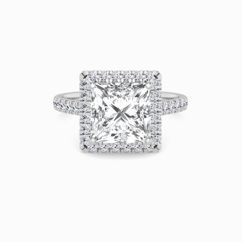 Princess Cut Lab Diamond Halo Engagement Ring (Cathedral) (0.50ct+)