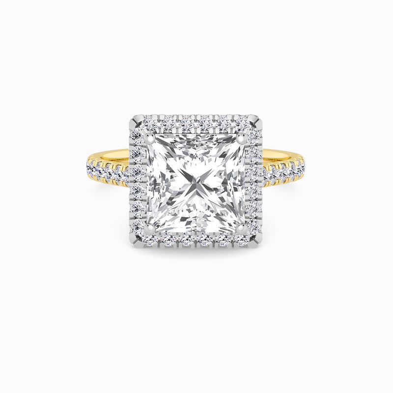 Princess Cut Lab Diamond Halo Engagement Ring (Cathedral) (0.50ct+)