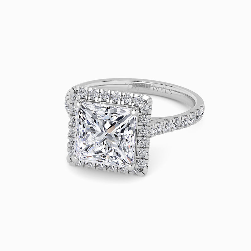 Princess Cut Lab Diamond Halo Engagement Ring (Cathedral) (0.50ct+)