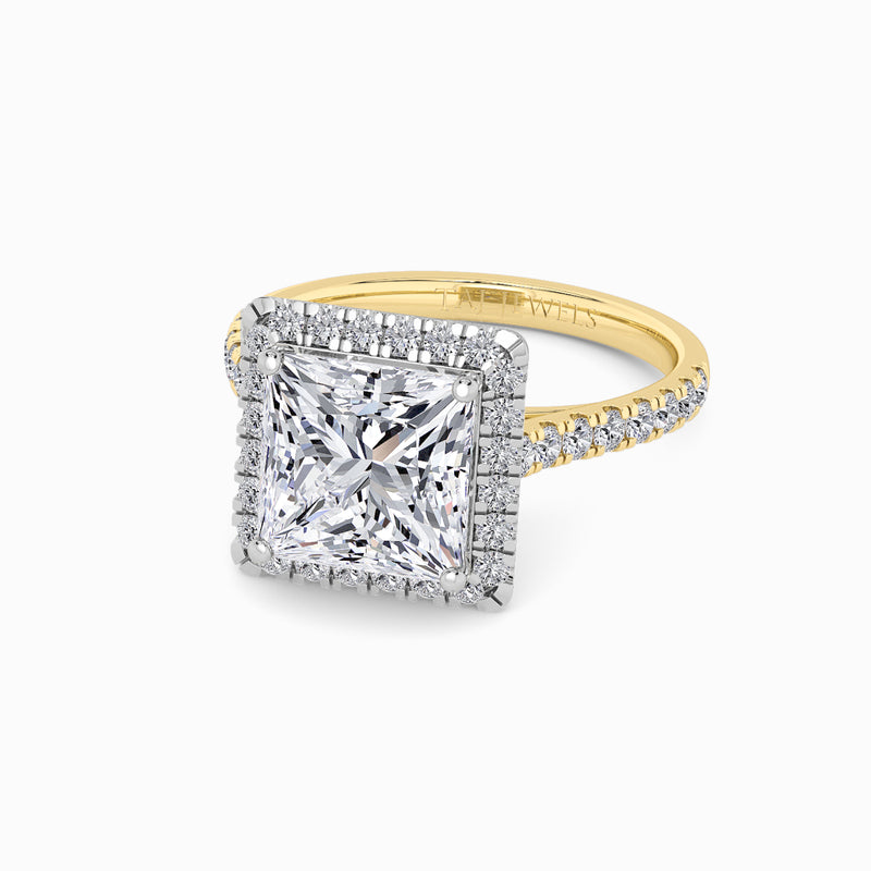 Princess Cut Lab Diamond Halo Engagement Ring (Cathedral) (0.50ct+)