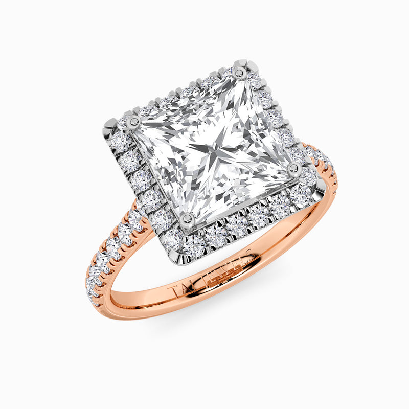 Princess Cut Lab Diamond Halo Engagement Ring (Cathedral) (0.50ct+)