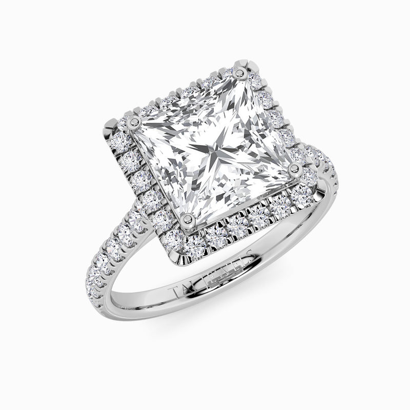 Princess Cut Lab Diamond Halo Engagement Ring (Cathedral) (0.50ct+)