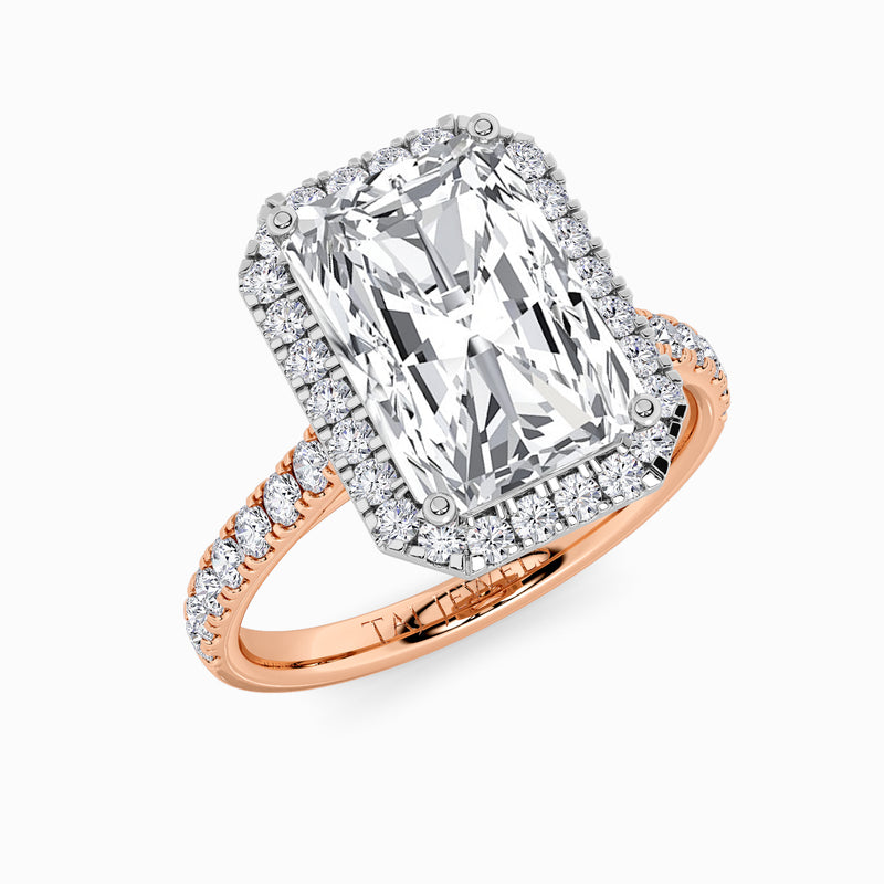 Radiant Cut Lab Diamond Halo Engagement Ring (Cathedral) (0.50ct+)