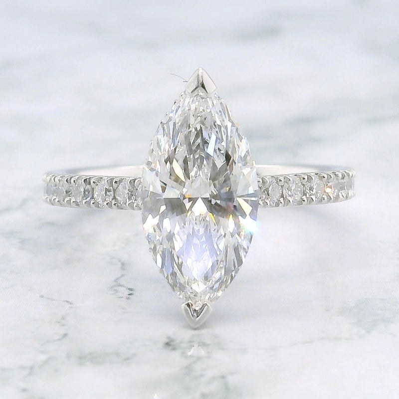 Lab Grown Marquise Hidden Halo Ring -1ct+