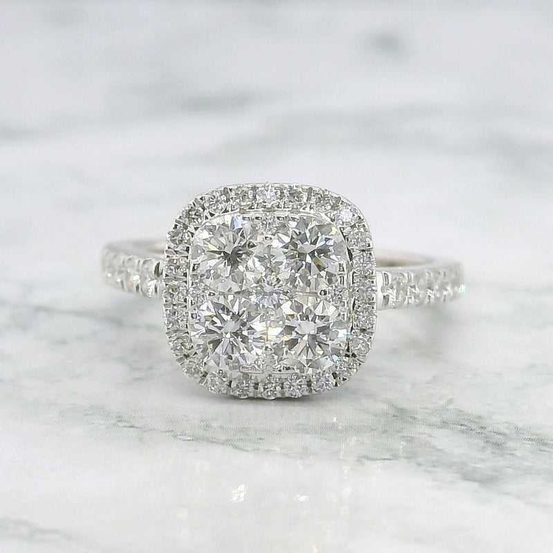 Cushion Shape Single Halo Diamond Ring