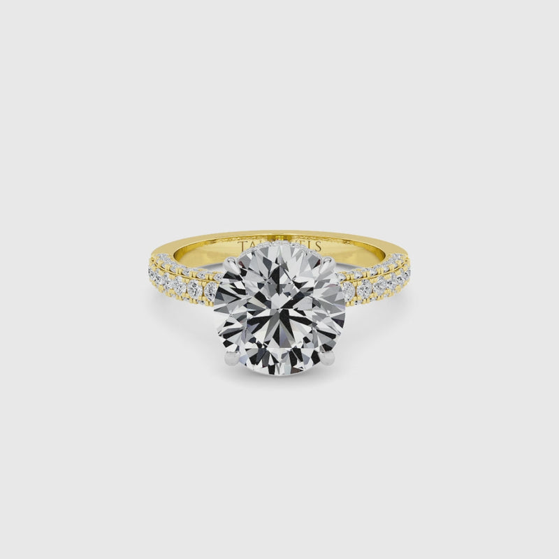 Round Brilliant Cut 3D Pave Lab Diamond Engagement Ring (Floating Head) (1ct+)