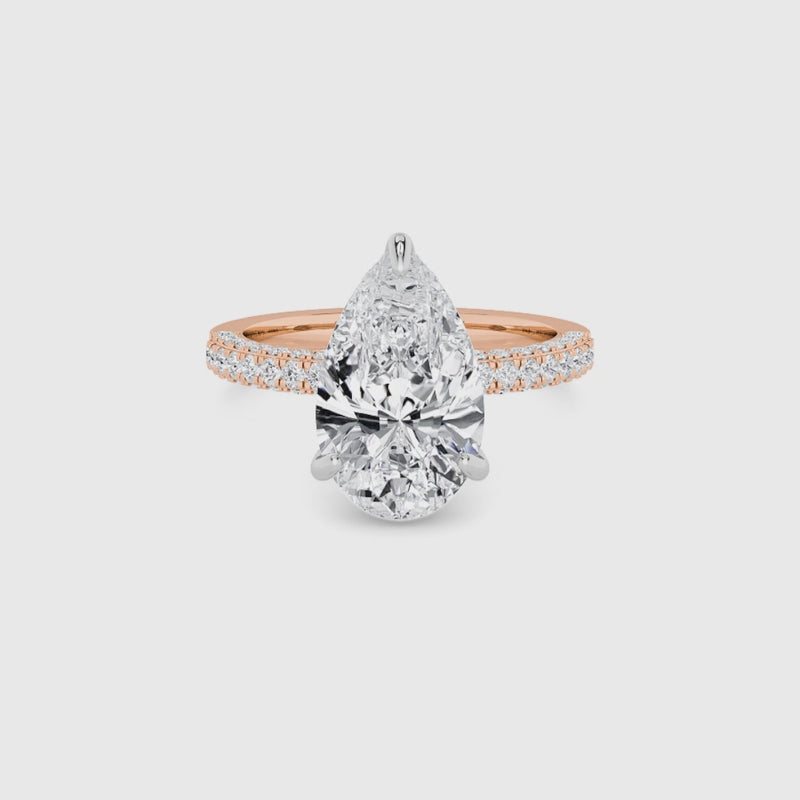 Pear Brilliant Cut 3D Pave Double Hidden Halo Lab Diamond Engagement Ring (1ct+)