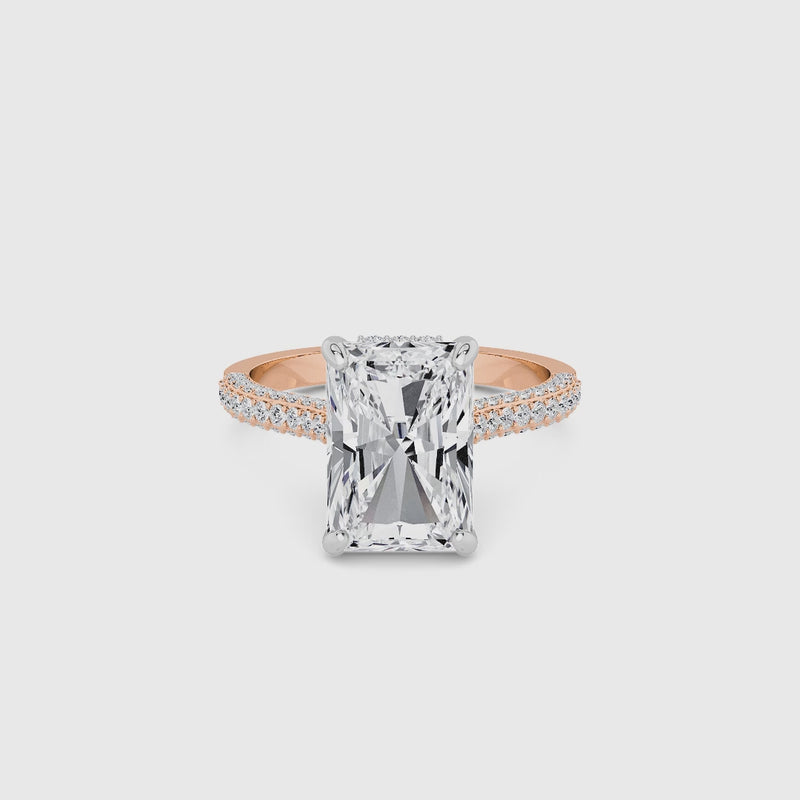 Radiant Cut 3D Pavé Cathedral Lab Diamond Engagement Ring (1.00ct+)